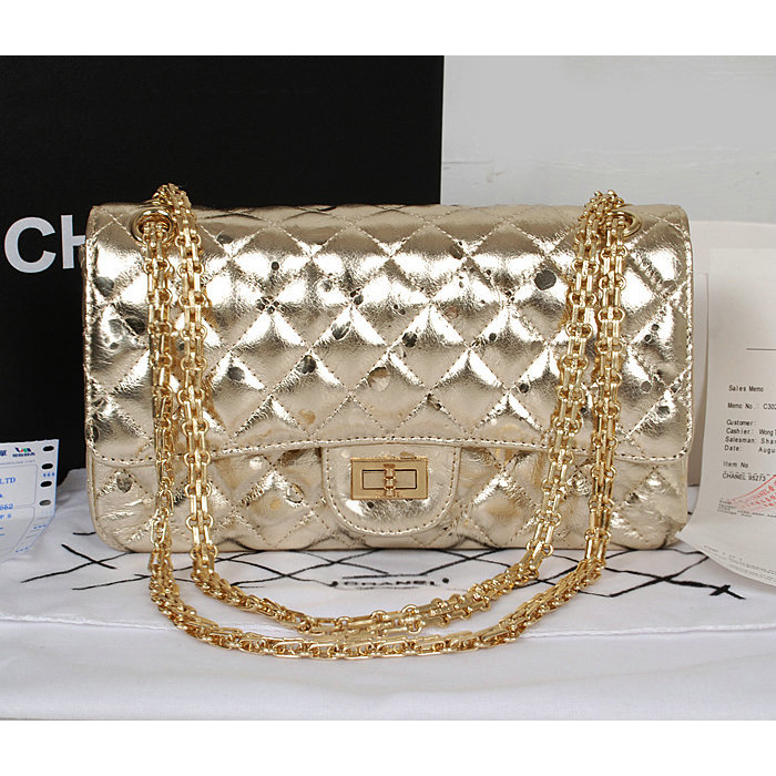 Chanel 2.55 Series Classic Flap Bag 1112 Gold Shiny Gold