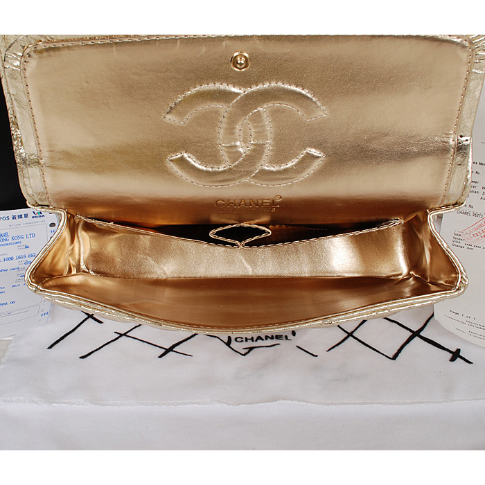 Chanel 2.55 Series Classic Flap Bag 1112 Gold Shiny Gold