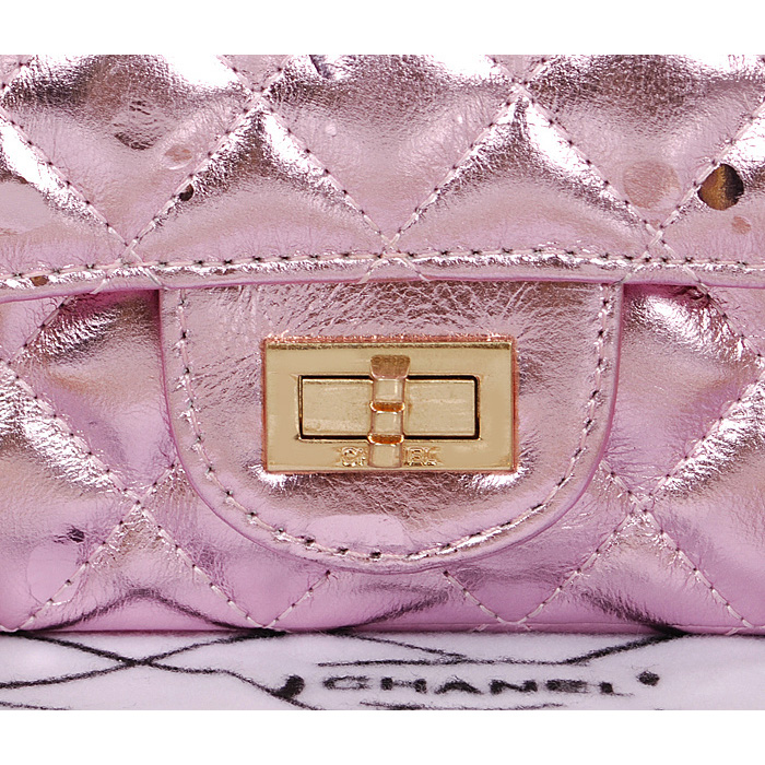 Chanel 2.55 Series Classic Flap Bag 1112 Pink Shiny Gold