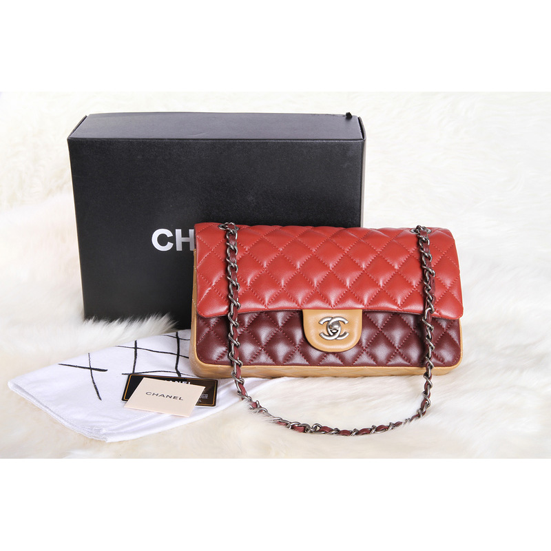 Chanel 2.55 Series Original Leather Classic Flap Bag 1112 Orange&Claret