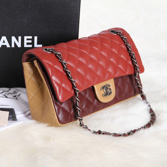 Chanel 2.55 Series Original Leather Classic Flap Bag 1112 Orange&Claret