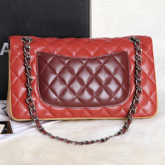 Chanel 2.55 Series Original Leather Classic Flap Bag 1112 Orange&Claret