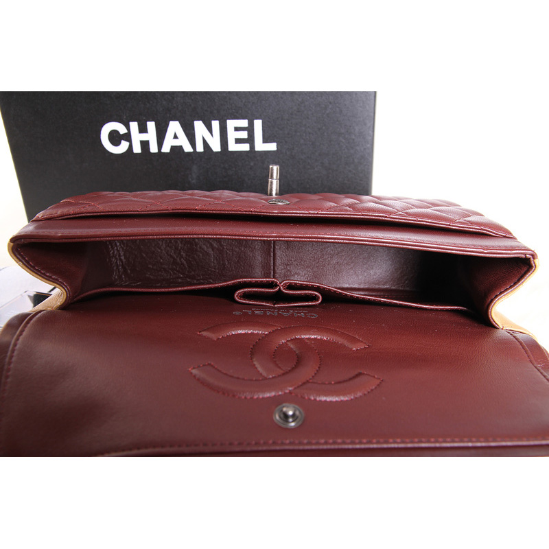 Chanel 2.55 Series Original Leather Classic Flap Bag 1112 Orange&Claret