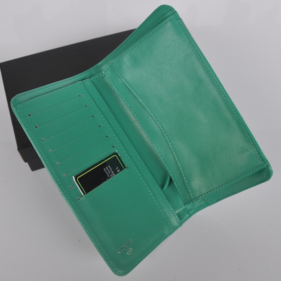 Chanel A001 Patent leather Long Two-Fold Wallets in Green