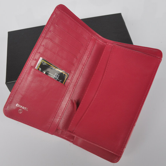 Chanel A001 Patent leather Long Two-Fold Wallets in Rose