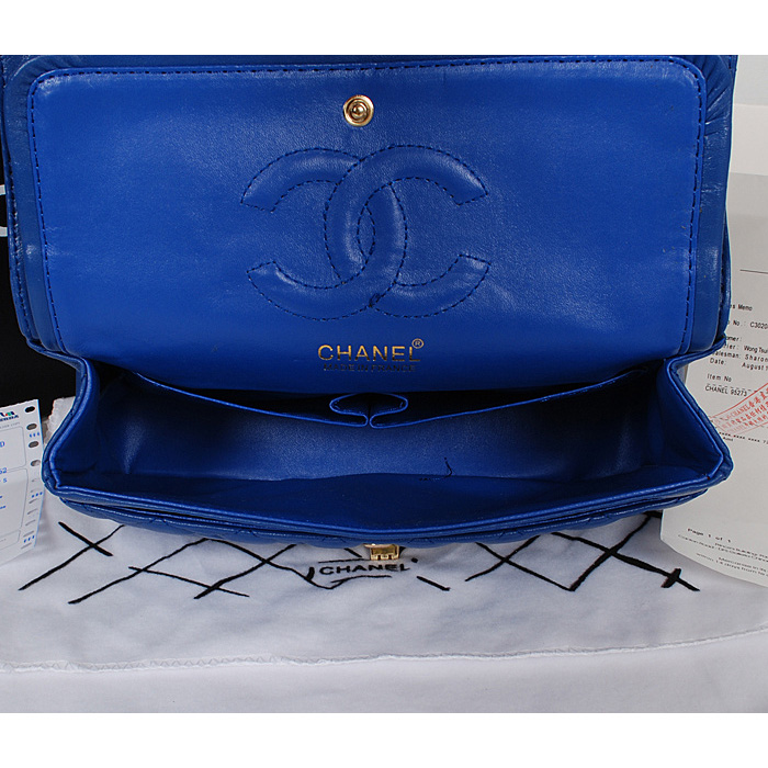 Chanel A226 Classic Flap Bag Royalblue Sheepskin Gold