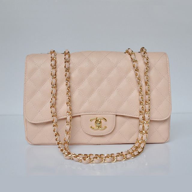 Chanel A28600 Caviar Leather Classic Flap Bag in Pink with Gold