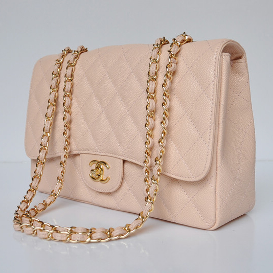 Chanel A28600 Caviar Leather Classic Flap Bag in Pink with Gold