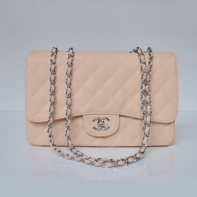 Chanel A28600 Caviar Leather Classic Flap Bag in Pink with Silver