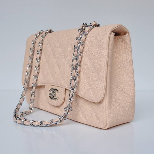 Chanel A28600 Caviar Leather Classic Flap Bag in Pink with Silver