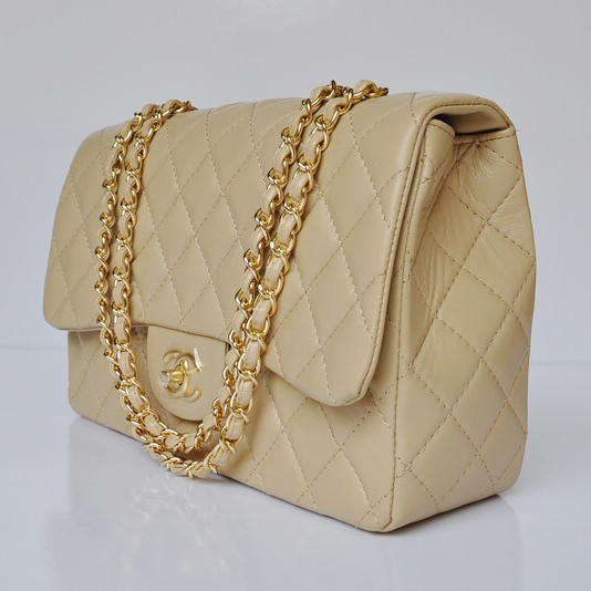 Chanel A28600 Sheepskin Leather Classic Flap Bag in Apricot with Gold