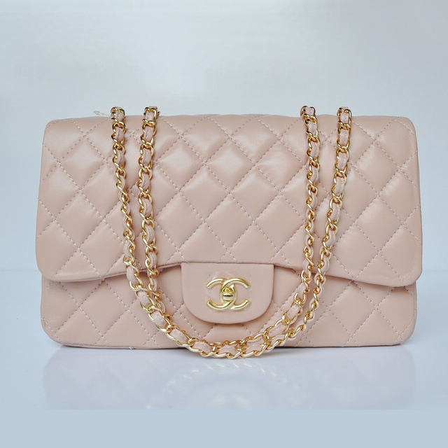 Chanel A28600 Sheepskin Leather Classic Flap Bag in Pink with Gold