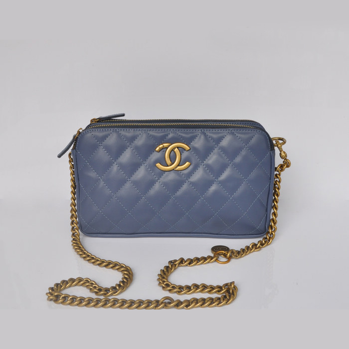 Chanel A30189 Sheepskin Leather Shoulder Bag Brass RoyalBlue