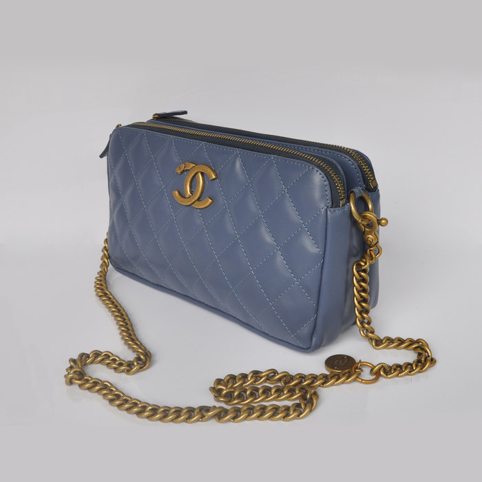 Chanel A30189 Sheepskin Leather Shoulder Bag Brass RoyalBlue