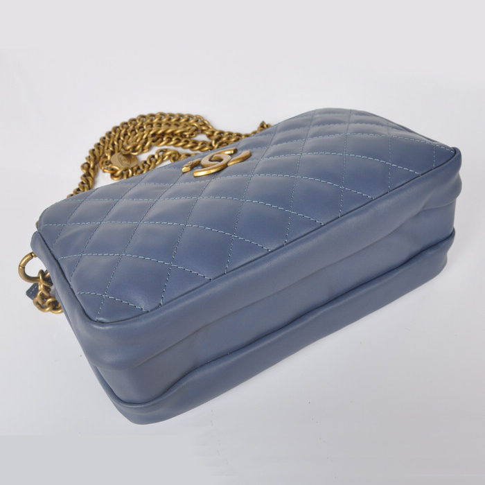 Chanel A30189 Sheepskin Leather Shoulder Bag Brass RoyalBlue