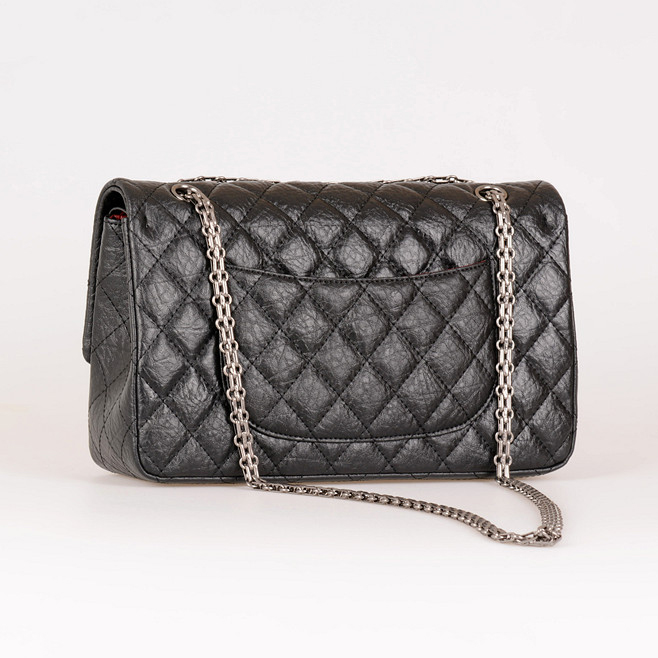 Chanel A30226 Classic Flap Bag Elephant Grain Leather in Black with Silver