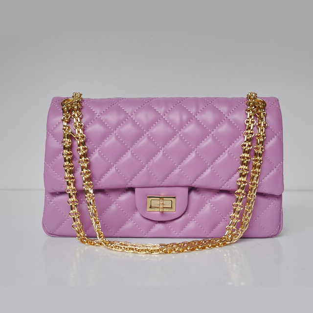 Chanel A30226 Classic Flap Bag Sheepskin Leather in Purple with Gold hardware