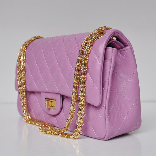 Chanel A30226 Classic Flap Bag Sheepskin Leather in Purple with Gold hardware