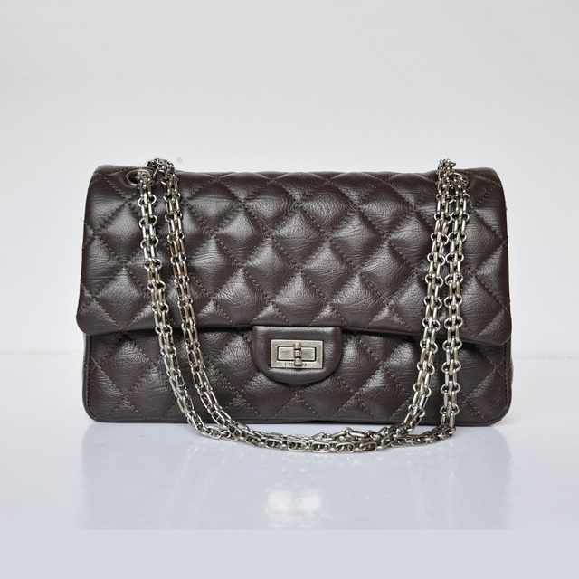 Chanel A30226 Classic Flap Bag Tree Stripes Leather in Coffee