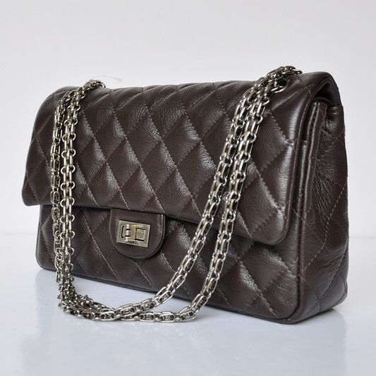 Chanel A30226 Classic Flap Bag Tree Stripes Leather in Coffee