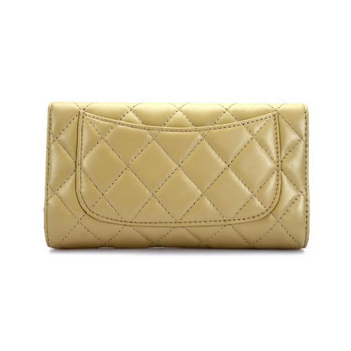 Chanel A31509 Apricot Lambskin leather Long Tri-Fold Wallets