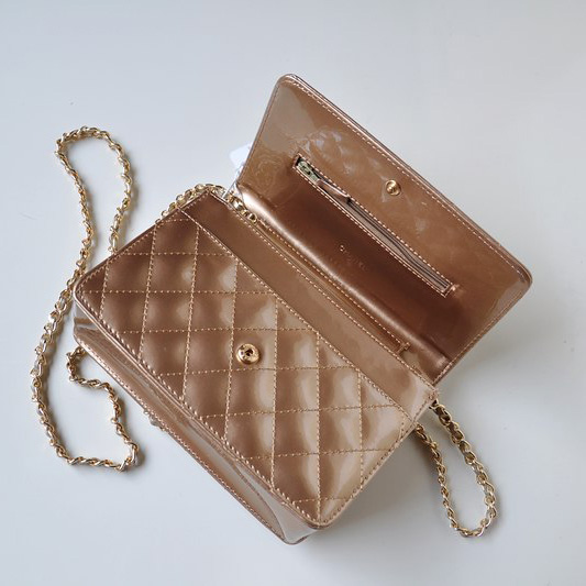 Chanel A33814 Bronze Patent Leather mini Flap Bag Gold