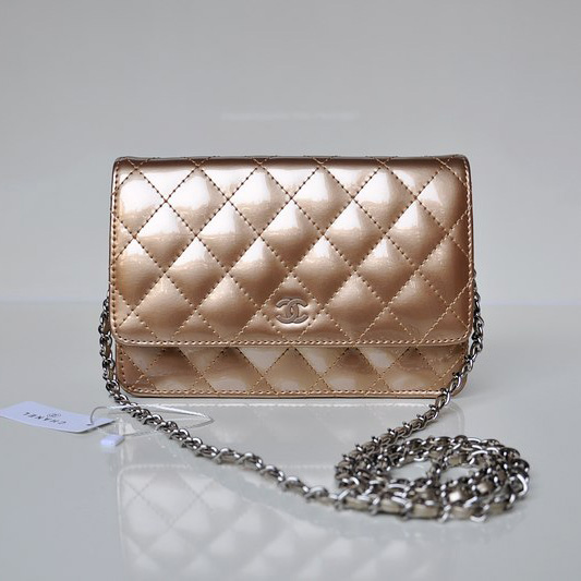 Chanel A33814 Bronze Patent Leather mini Flap Bag Silver