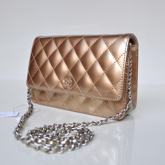 Chanel A33814 Bronze Patent Leather mini Flap Bag Silver