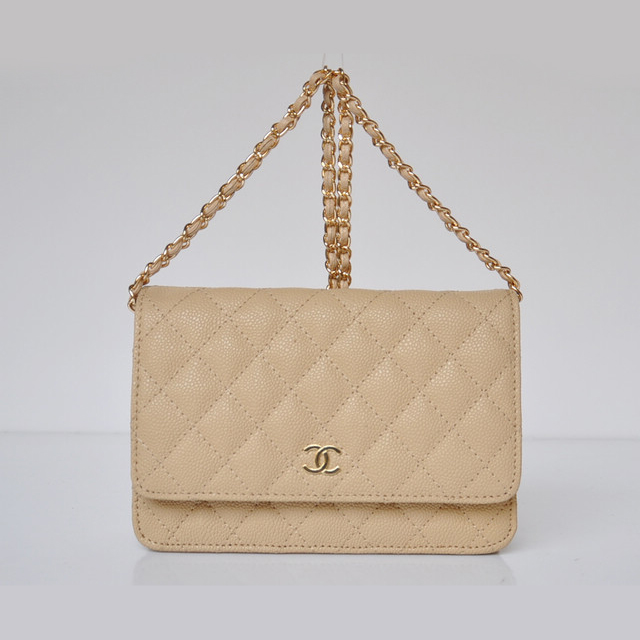 Chanel A33814 Caviar Leather Flap Bag Apricot in Gold