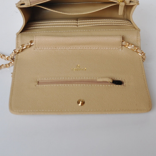 Chanel A33814 Caviar Leather Flap Bag Apricot in Gold