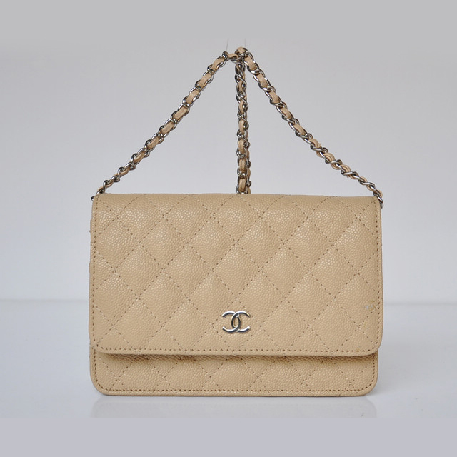 Chanel A33814 Caviar Leather Flap Bag Apricot in Silver