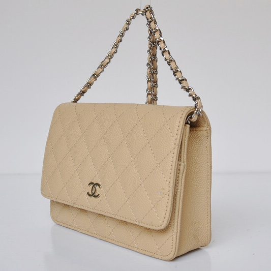 Chanel A33814 Caviar Leather Flap Bag Apricot in Silver