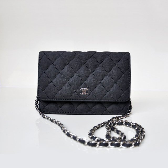 Chanel A33814 Nubuck Cannage Pattern leather mini Flap Bag with Black