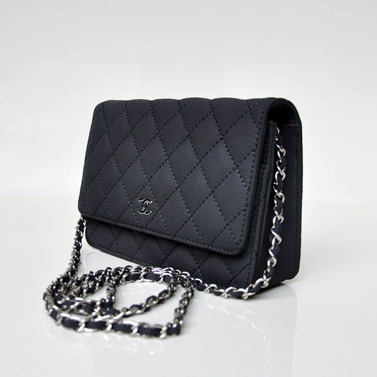 Chanel A33814 Nubuck Cannage Pattern leather mini Flap Bag with Black