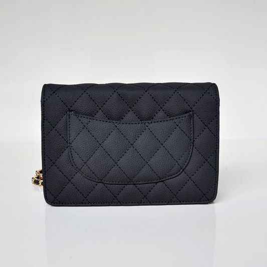 Chanel A33814 Nubuck Cannage Pattern leather mini Flap Bag with Black