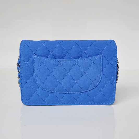 Chanel A33814 Nubuck Cannage Pattern leather mini Flap Bag with Blue