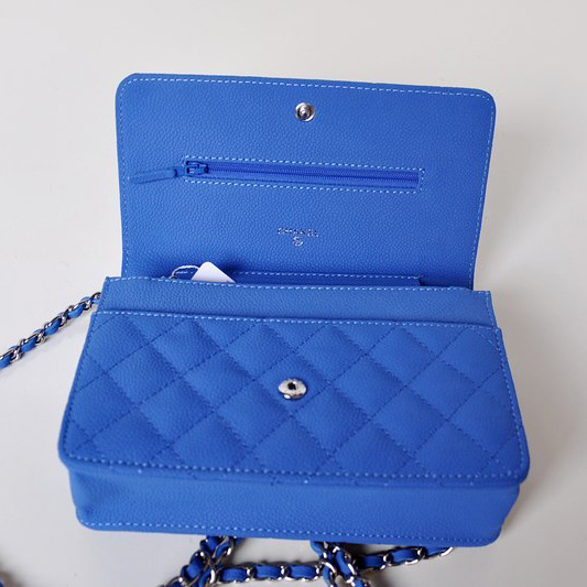 Chanel A33814 Nubuck Cannage Pattern leather mini Flap Bag with Blue