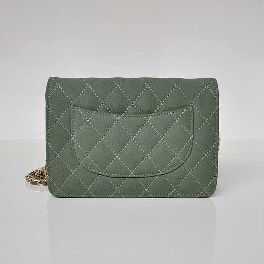 Chanel A33814 Nubuck Cannage Pattern leather mini Flap Bag with DarkGreen