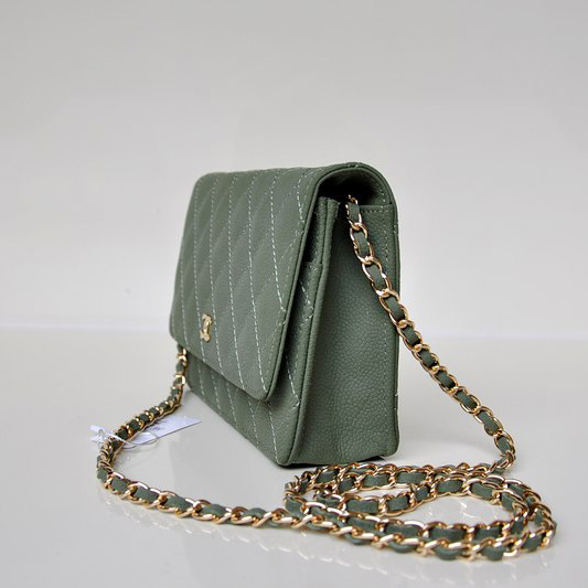 Chanel A33814 Nubuck Cannage Pattern leather mini Flap Bag with DarkGreen