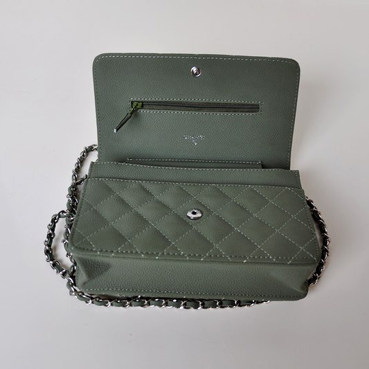 Chanel A33814 Nubuck Cannage Pattern leather mini Flap Bag with DarkGreen