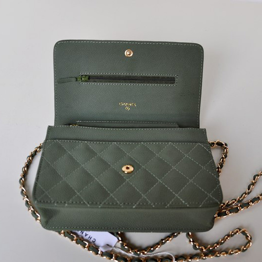 Chanel A33814 Nubuck Cannage Pattern leather mini Flap Bag with DarkGreen