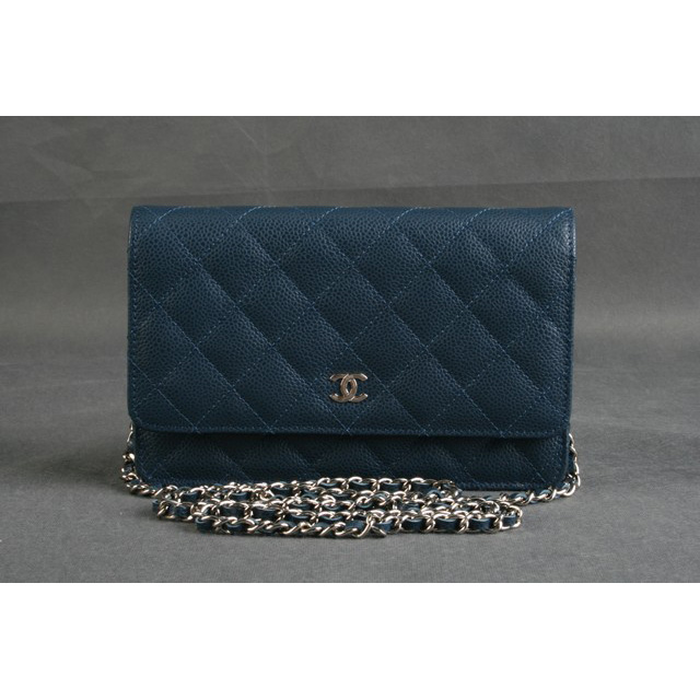 Chanel A33814 Original Caviar Leather Flap Bag Royalblue in Silver