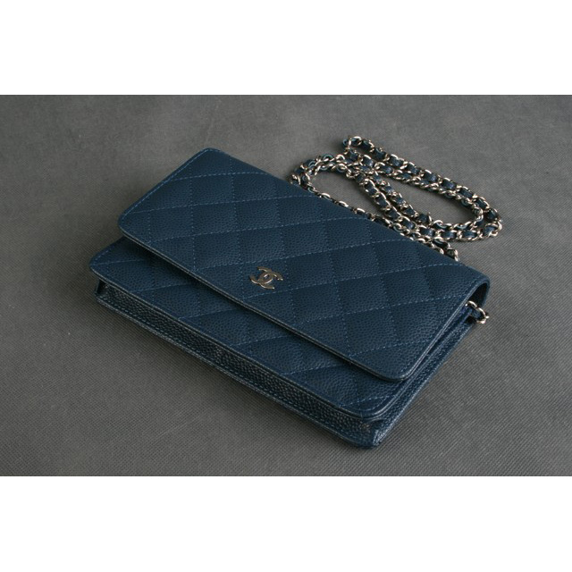 Chanel A33814 Original Caviar Leather Flap Bag Royalblue in Silver