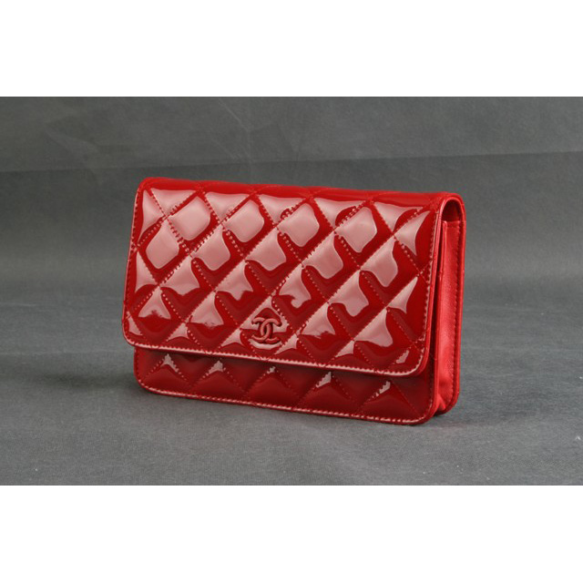 Chanel A33814 Original Patent Leather Flap Bag Red in Silver