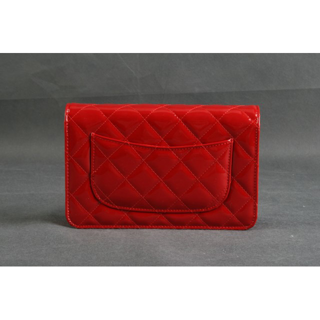 Chanel A33814 Original Patent Leather Flap Bag Red in Silver