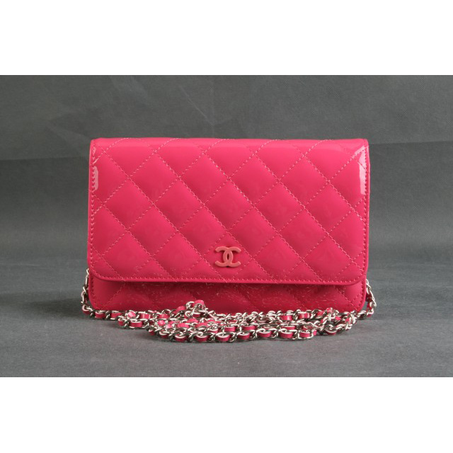 Chanel A33814 Original Patent Leather Flap Bag Rose in Silver