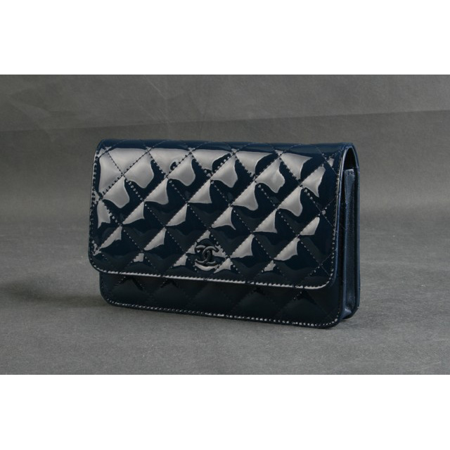 Chanel A33814 Original Patent Leather Flap Bag Royalblue in Silver