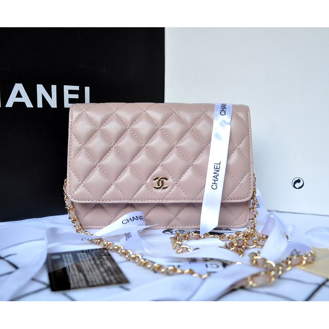 Chanel A33814 Original Sheepskin Leather mini Flap Bag Pink with Gold