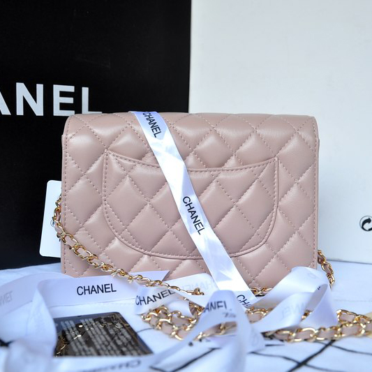 Chanel A33814 Original Sheepskin Leather mini Flap Bag Pink with Gold