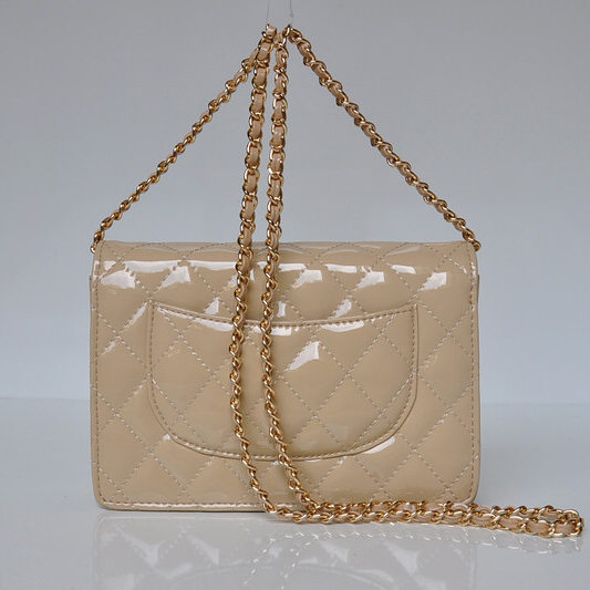 Chanel A33814 Patent Leather Flap Bag Apricot in Gold